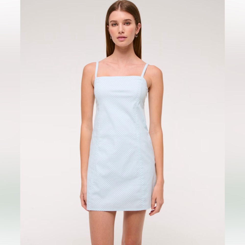 Abercrombie and Fitch Seamed Stretch Skort Mini Dress in blue gingham L